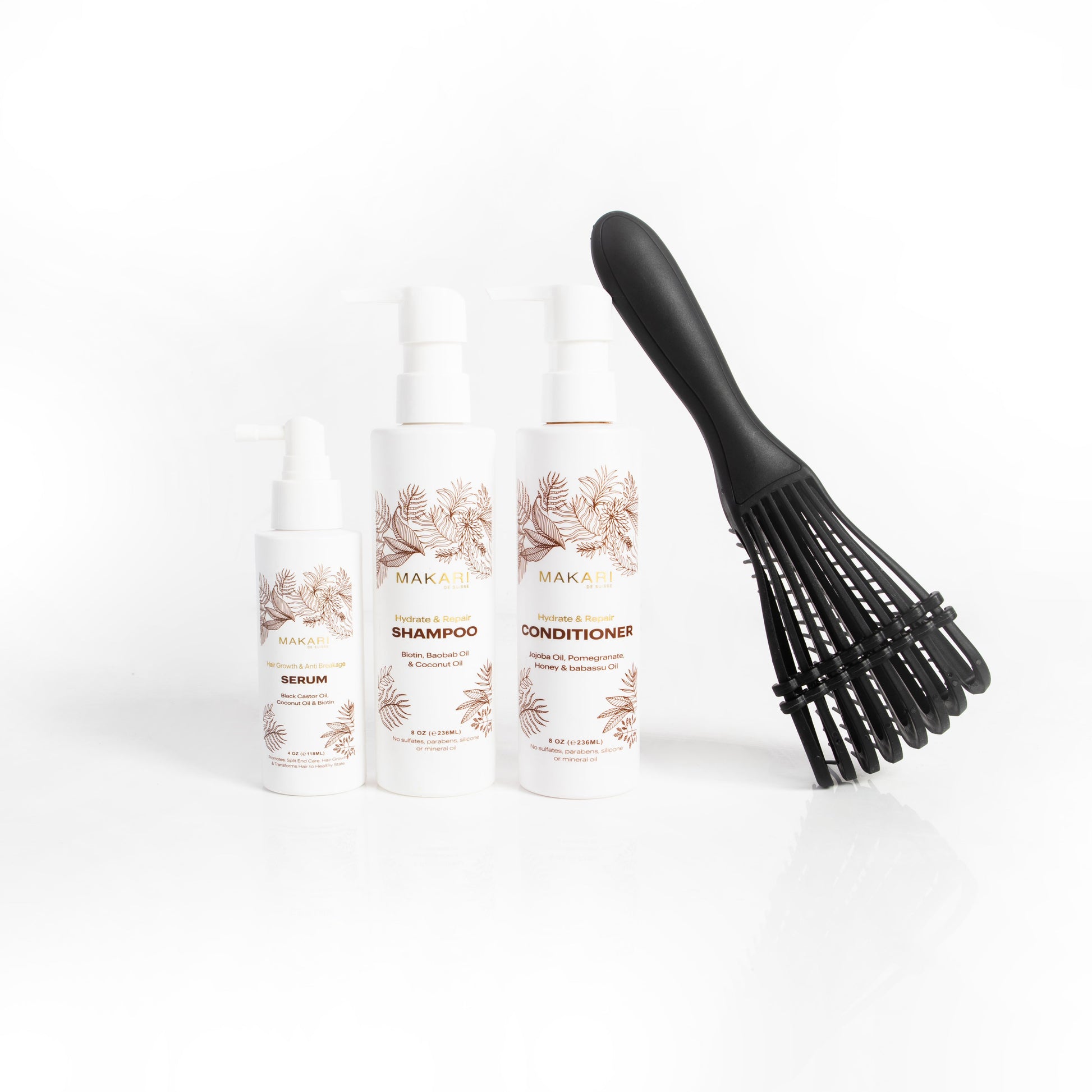 Hair Set Including Shampoo + Conditioner + Serum + Hair Brush - Paris Shop - Image 3