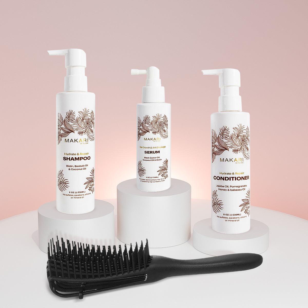 Hair Set Including Shampoo + Conditioner + Serum + Hair Brush - Paris Shop - Image 5