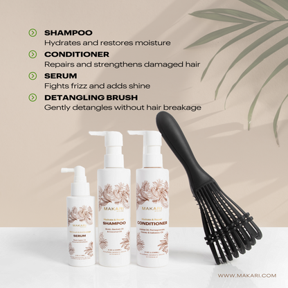 Hair Set Including Shampoo + Conditioner + Serum + Hair Brush - Image 1